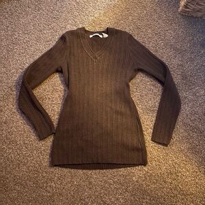 Eight Eight Eight Chocolate V-Neck Sweater